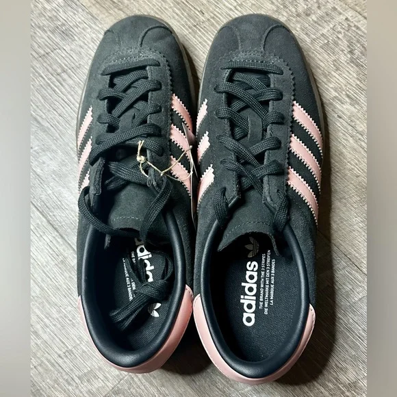 Adidas Women's Stadt Black and Pink Striped Sneakers - Picture 2 of 4